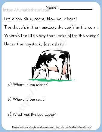 Reading Comprehension Worksheets For Grade 1