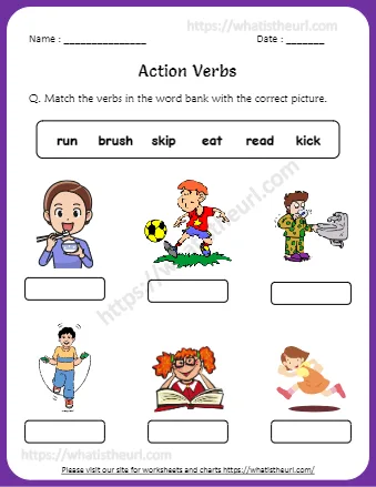 Q Match The Verbs In The Word Bank With The Correct Picture