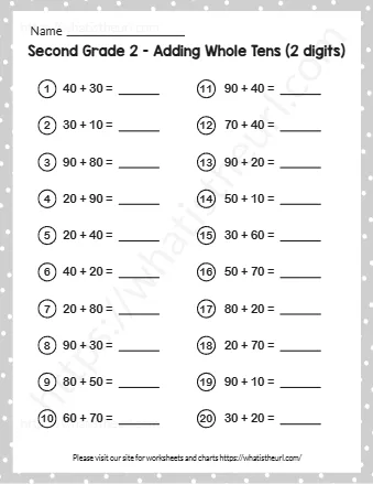 Second Grade 2 Adding Whole Tens 2 Digits