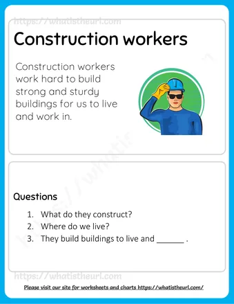 Grade 2 Reading Comprehension Worksheets - Construction workers, Chefs, Electricians and Mechanics – Reading Comprehension