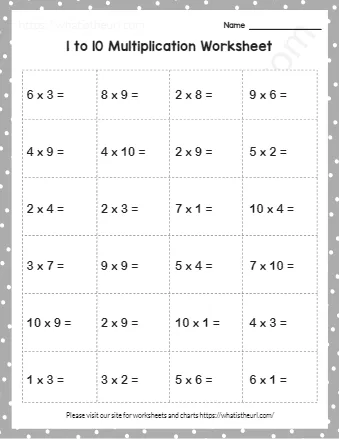 To 10 Multiplication Worksheet