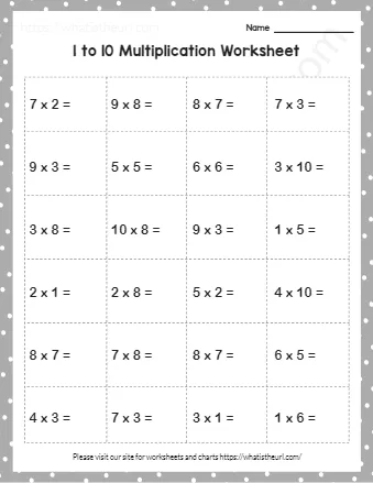 To 10 Multiplication Worksheet