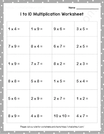 To 10 Multiplication Worksheet