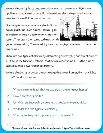 Grade 3 Reading Comprehension Worksheets - Electricity, Compass, Mad Scientist and Inventions – Reading Comprehension