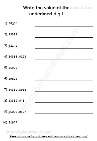 Write The Value Of The Underlined Digit Set3