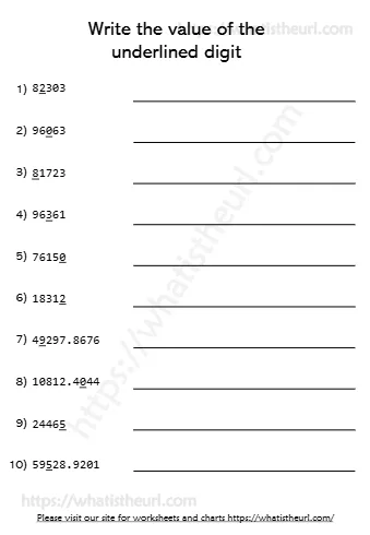 Write The Value Of The Underlined Digit Set2