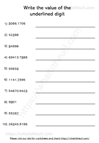 Write The Value Of The Underlined Digit Set1