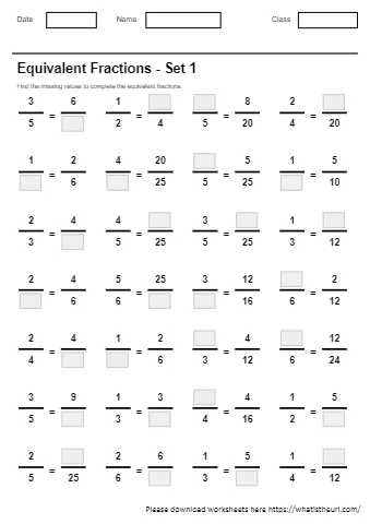 Equivalent Fractions Set 1