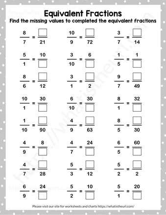 Grade 4 Equivalent Fractions Worksheets - Equivalent Fractions – Exercise 9