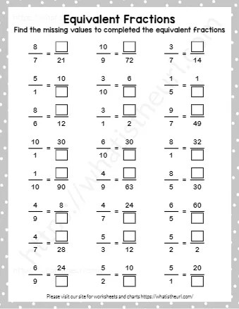 Find The Missing Values To Completed The Equivalent Fractions