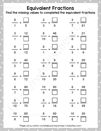 Find The Missing Values To Completed The Equivalent Fractions