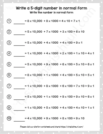 Grade 4 Expanded Form And Missing Place Value Worksheets Write Numbers In Normal Form