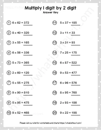 Multiply 1 Digit By 2 Digit