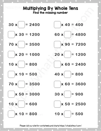 Multiplying By Whole Tens