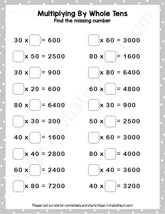 Multiplying By Whole Tens