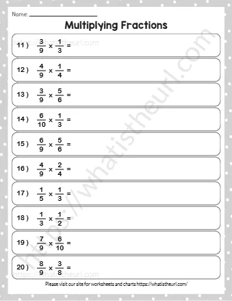 Grade 4 Multiplying Fractions Worksheets Multiplying Fractions Set 3