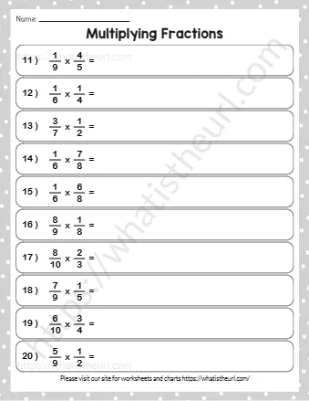Grade 4 Multiplying Fractions Worksheets Multiplying Fractions Set 4
