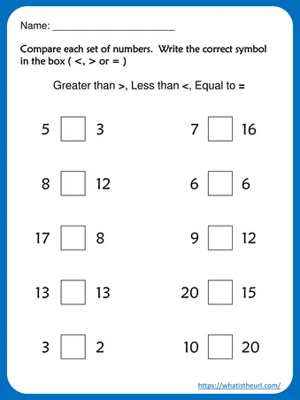 Greater Than, Less Than or Equal To Worksheets - Greater Than And Less Than Worksheet