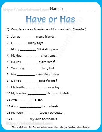 Q Complete The Each Sentence With Correct Verb Have Has
