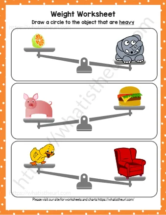 Heavy And Light Worksheets For Preschool Kids Release 2