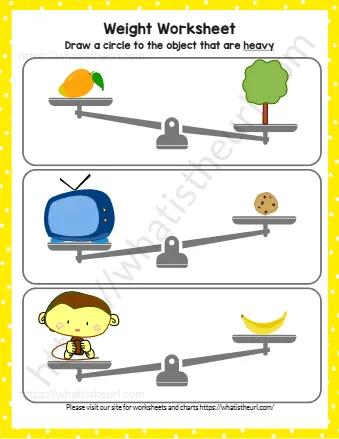 Heavy And Light Worksheets For Preschool Kids Release 4