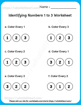 Identifying Numbers 1 To 3