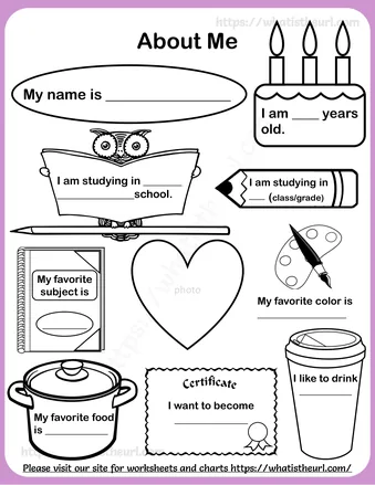 Kindergarten All About Me Worksheets - About Me – Printable PDF with Images
