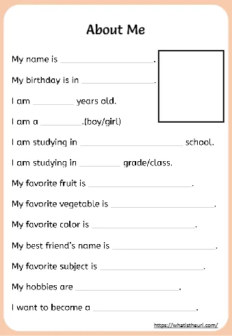 Printable About Me Worksheet
