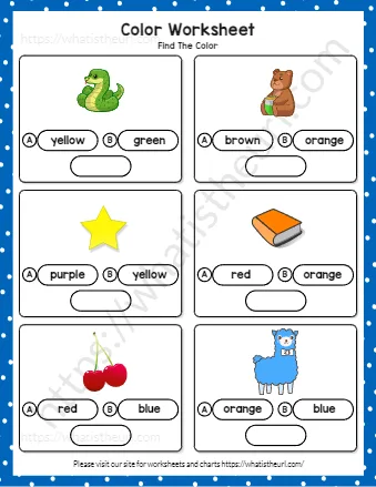 Kindergarten Color Recognition Worksheets What Color Is This Set 2