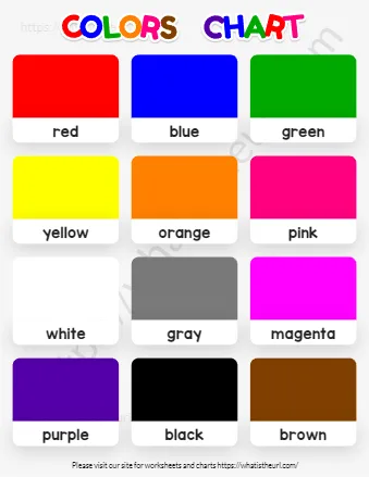Kindergarten Color Recognition Worksheets Color Charts For Classroom