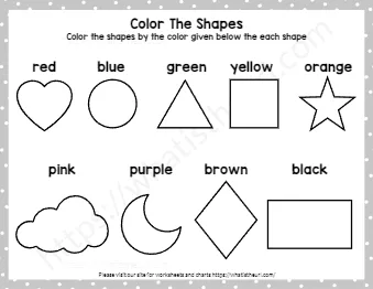 Color The Shapes By The Color Given Below The Each Shape