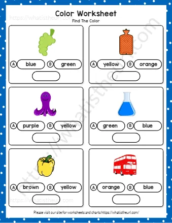 Kindergarten Color Recognition Worksheets What Color Is This Set 3