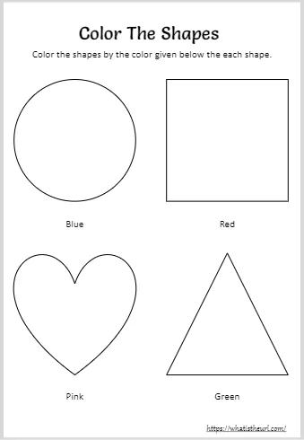 Color The Shapes By The Color Given Below The Each Shape