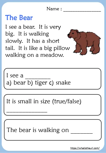 I See A Bear B Tiger C Snake