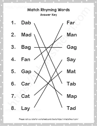 Kindergarten Rhyming Words Worksheets Match The Rhymes Set 2