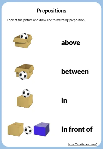 Look At The Picture And Draw Line To Matching Preposition