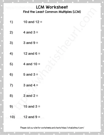 Find The Least Common Multiples Lcm