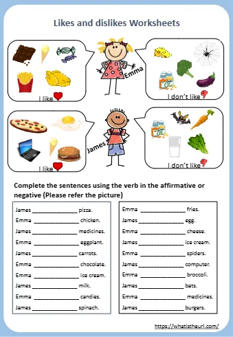A Likes And Dislikes Worksheets
