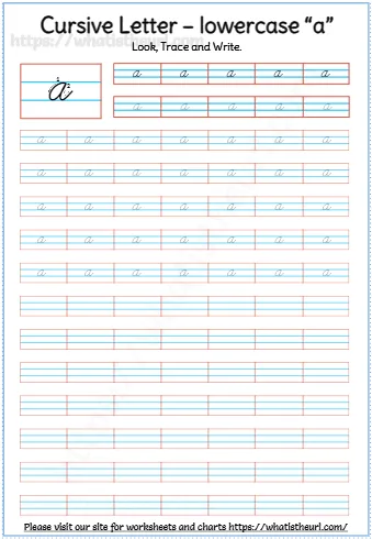 Cursive Lowercase Letter A Worksheet