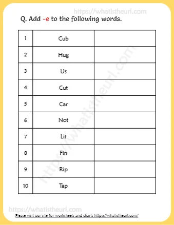 Magic E Worksheets For2Nd Grade