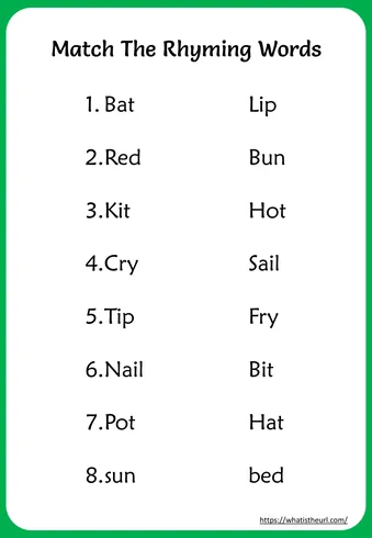 Match the Rhyming Words Worksheet for Grade 1 (2)