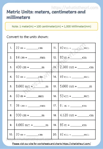 Metric Units Meters Centimeters And Millimeters