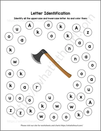 Missing Letters - Alphabet Worksheet - Identify All The Uppercase And Lowercase Letter Aa And Color Them