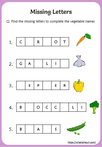 Q Find The Missing Letters To Complete The Vegetable Names