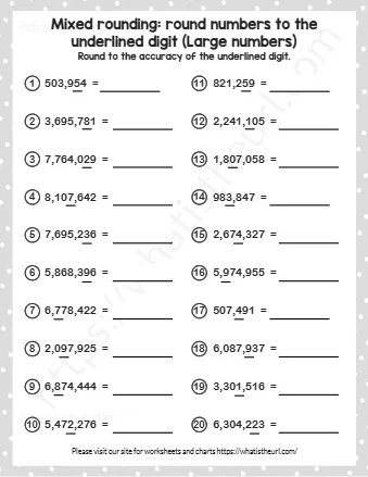 Mixed Rounding Round Numbers To The Underlined Digit Large Numbers