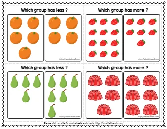 More or Less Flashcards – Set 3 – PreK and 1st Grade