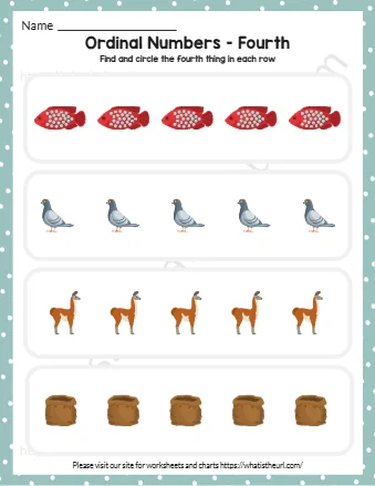 Ordinal Numbers Worksheets Exercise 2