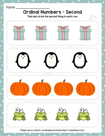 Ordinal Numbers Worksheets Find And Circle The Second Thing In Each Row