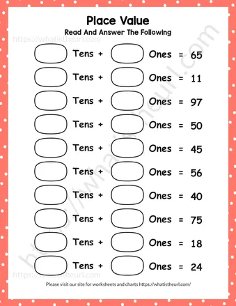 Place Value Tens and Ones Worksheet – Exercise 4 - Place Value Tens and Ones – Exercise 4 (10 Pages)