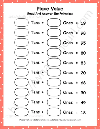 Place Value Tens and Ones Worksheet – Exercise 4 - Place Value Tens and Ones – Exercise 5 (5 Pages)